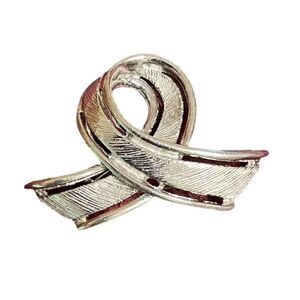 Vintage Silver Tone Knot or Ribbon Brooch Pin